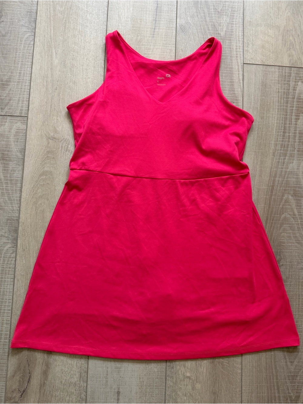 GAP Bright Rose Pink V-Neck Sleeveless Tank Workout Dress Sz L Tennis Preppy Gym